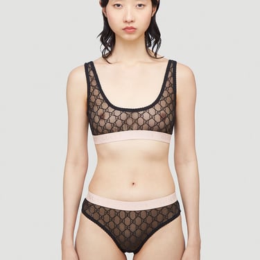 Gucci Women Gg Logo Sheer-Lace Lingerie Set