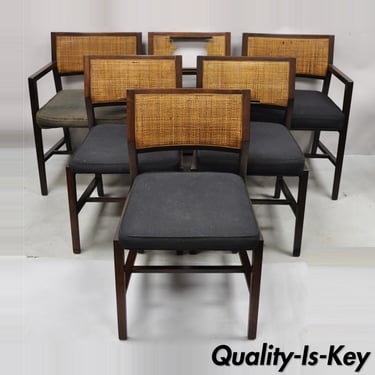 Edward Wormley for Dunbar Cane Back Solid Wood Dining Chair - Set of 6