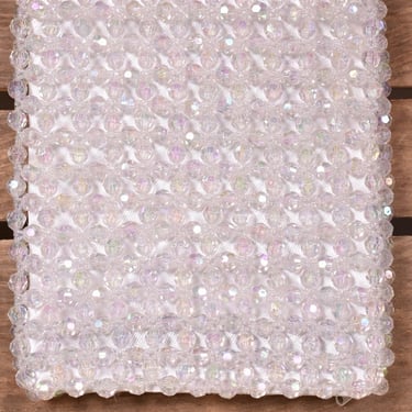 White Iridescent Beaded Pouch