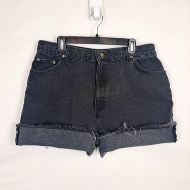 Vintage 90s Black High Rise Denim Shorts 