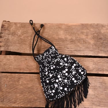 Black and White Cutest Beaded Dot Pouch