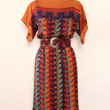 Umi Southwestern Geometric Silk Dress S/M