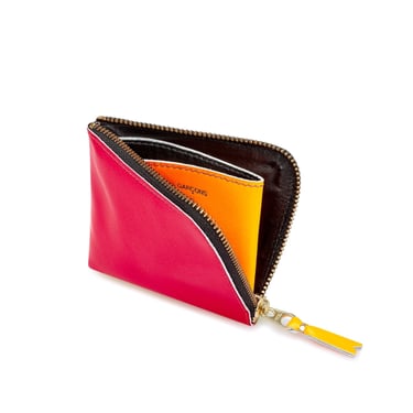 Comme des Garçons CORNER ZIP WALLET - PINK/YELLOW