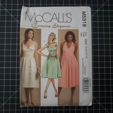 Uncut McCall's 5319 Evening Elegance Cocktail Dress Pattern, Sizes 4-6-8-10-12, Factory Folded | Semi Formal Dress Pattern 