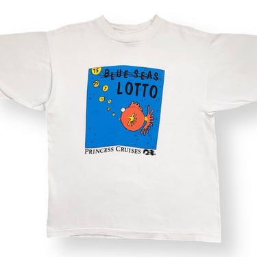 Vintage 80s/90s Princess Cruises “Blue Seas Lotto” Funny Fish Graphic Art T-Shirt Size Large 
