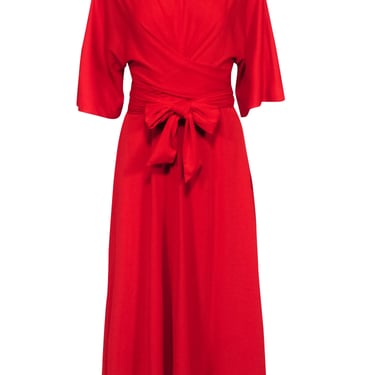 Ted Baker - Red Long Sleeve Open Back Dress Sz 10