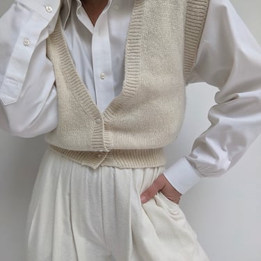 Vintage Cream Silk & Angora Knit Vest