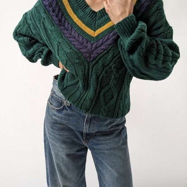 Vintage Evergreen Collegiate Knit Sweater