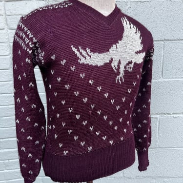 1940s Jantzen Intarsia Knit  Hawk Sweater Vintage Size 38 
