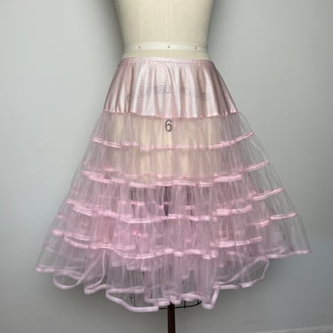 Vintage Pink Crinoline Sheer Tulle Size Large 