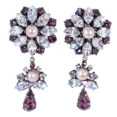 Purple Pearl Rhinestone Earrings
