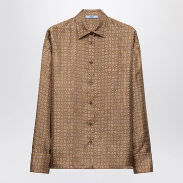 Prada Cork Brown Silk Shirt With Paisley Print Women