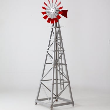large garden windmill, vintage decorative windmill, wood lawn ornament 
