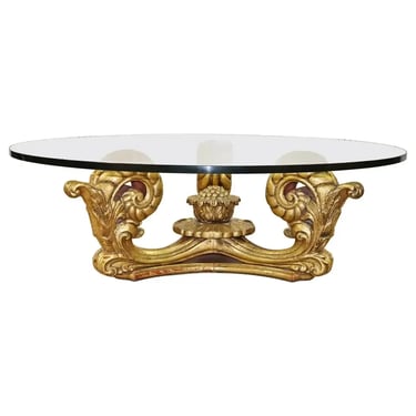 Gilded Fine Quality Carved Louis XV Style Round Coffee Table