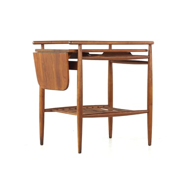 Arthur Umanoff Mid Century Walnut Bar Cart - mcm 