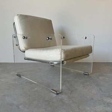 70's  Pace  Collection " Argenta" Lucite and Chrome Lounge Chair 