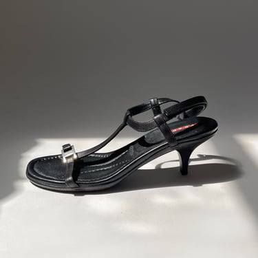 Prada Sport Black Kitten Heel Sandal (8)