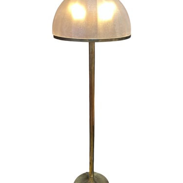 Italian Floor Lamp with Domed Textured Glass Shade, 1970s