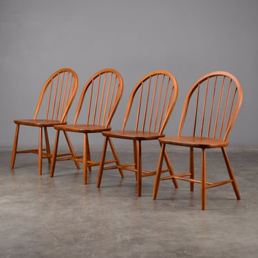 4 Danish Modern Teak Windsor Chairs by Tarm Stole 