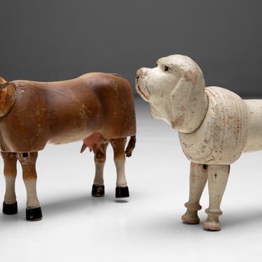 Schoenhut Wooden Cow and Poodle