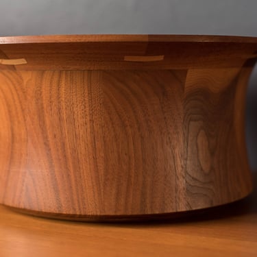 Mid Century Modern Sculptural Walnut Decorative Serving Bowl 