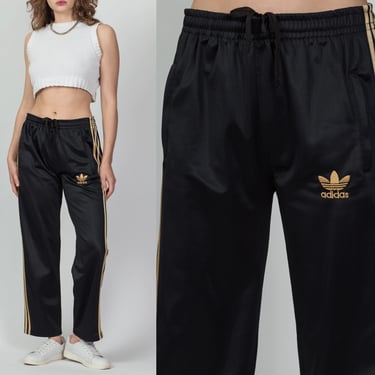 90s Adidas Striped Sweatpants - Men's Small | Vintage Black Gold Track Pants Athletic Joggers 