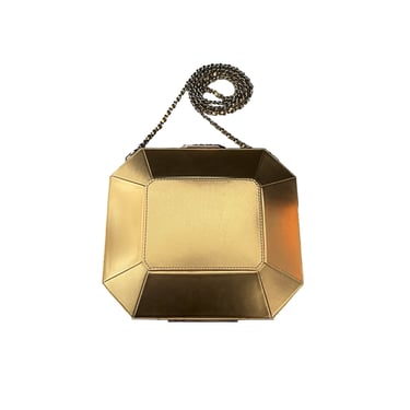 Chanel Structured Metallic Box Chain Clutch