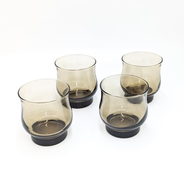 Vintage Amber Whiskey Glasses, Set of 4 