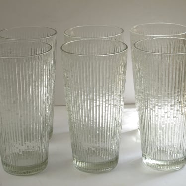 Set of Large Drinking Glasses Textured Tall Tumblers Retro Barware Mid Century Water glasses Tree Bark Crystal Ice glass Drinking Glasses 