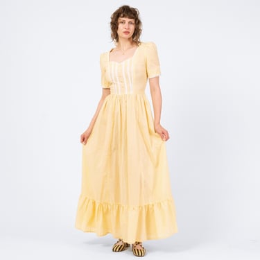 70's Boho Hippie Maxi dress | Pink peekaboo-lace | 100% Cotton | | Hatties  Vintage Clothing - Portland, OR