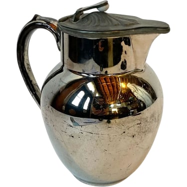 English Rockingham Pewter Mounted Silver Luster Pottery Milk Pitcher