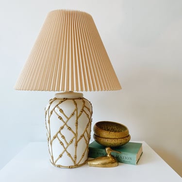 Bamboo Lamp with Pleated Shade