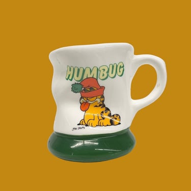 Vintage Garfield Mug Retro 1970s Humbug + Christmas + Holiday + Jim Davis + Enesco Imports + Ceramic + Coffee or Tea + Novelty Kitchen 