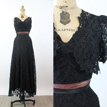 1920s BLACK LACE dress and bolero xs | new winter 