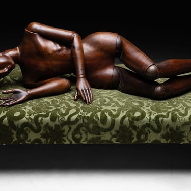 Lifesize Artist Model / Ottoman in Green Velvet by House of Hackney