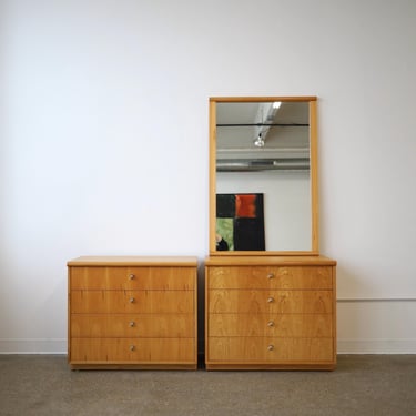 Vintage 1970s 1980s Founders Pecan Wood 3 Drawer Dresser Set 