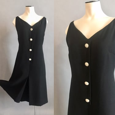 1960s Suzy Perette Cocktail Romper / Vintage Culottes Dress / Pocket Dress / Designer Dress / Black Cocktail Dress / Size Large Size Medium 