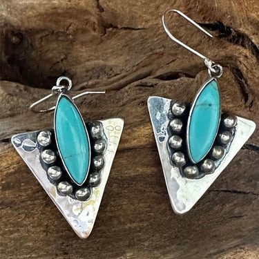 SILVER ARROWS Mexican Sterling Silver and Turquoise Earrings | Handcrafted Mexican Jewelry | Made in Taxco, Mexico Folk Boho 