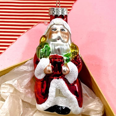 VINTAGE: Glass Santa Ornament - Blown Figural Mercury Glass Ornament - Christmas Ornament - Holiday Decorations 