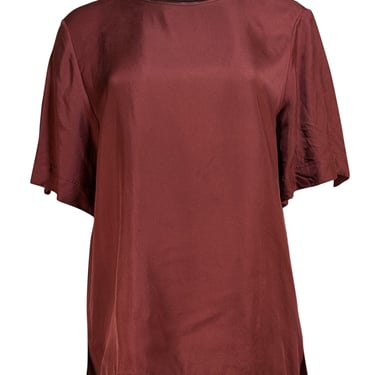 Lapointe - Maroon Silk Short Sleeve Shirt Sz 6