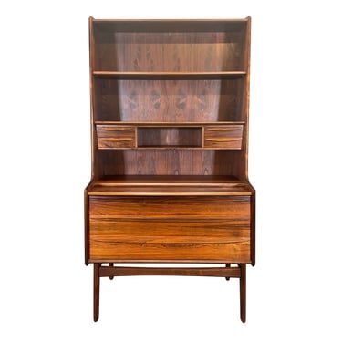Vintage Danish Mid Century Modern Rosewood Secretary Bookcase 