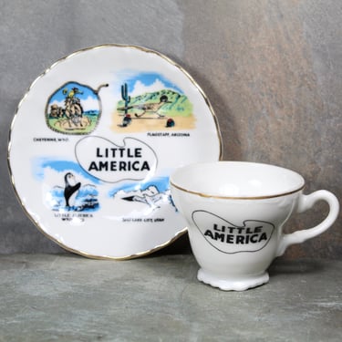 Vintage Souvenir Little America Cup & Saucer | Arizona, Utah, Wyoming Souvenir | Keloin's Treasures Demitasse Cup w/Saucer | Bixley Shop 