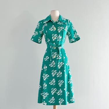 Awesome Made in Finland 1970's Marketta Floral Print Day Dress / Sz ML