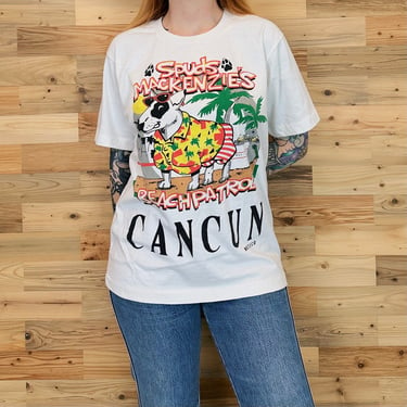 Vintage Spuds Mackenzie Cancun Mexico Beach Patrol Tee Shirt T-Shirt 