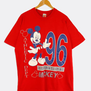 Vintage Disney Athletic Department International Mickey Number 96 Mickey Mouse In Blue Tones Vinyl T Shirt