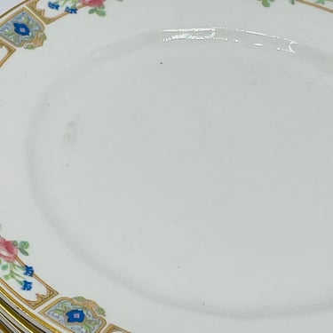 Vintage Set of (8) Edwin M. Knowles Floral Rose Flower Pattern 7 3/4" Semi Vitreous China Plate 