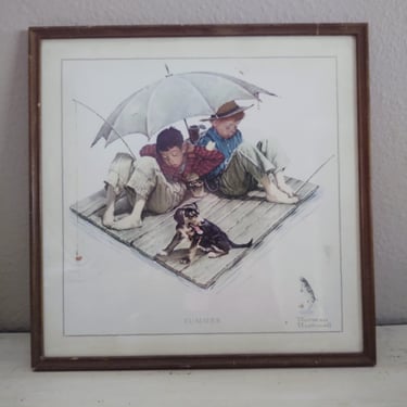 1954 #039 Fisherman's Paradise by Norman Rockwell Framed Print 
