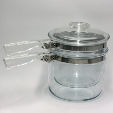 vintage Pyrex glass double boiler 
