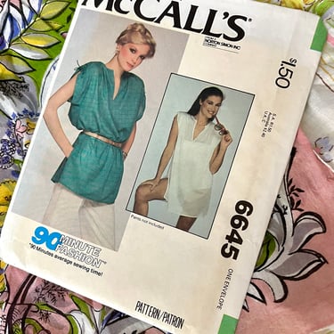 Vintage Sewing Pattern, McCalls 6645, Tops, Cover Up, Drawstring Cap Sleeves, UNCUT, Complete, Instructions, 1979 Copyright 