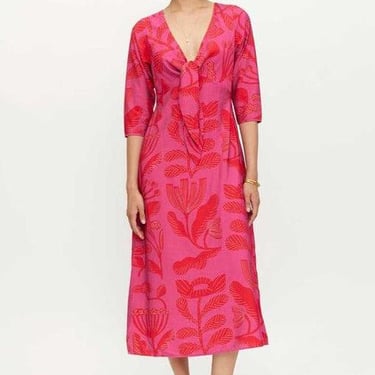 Floral Midi Dress - Red/Pink